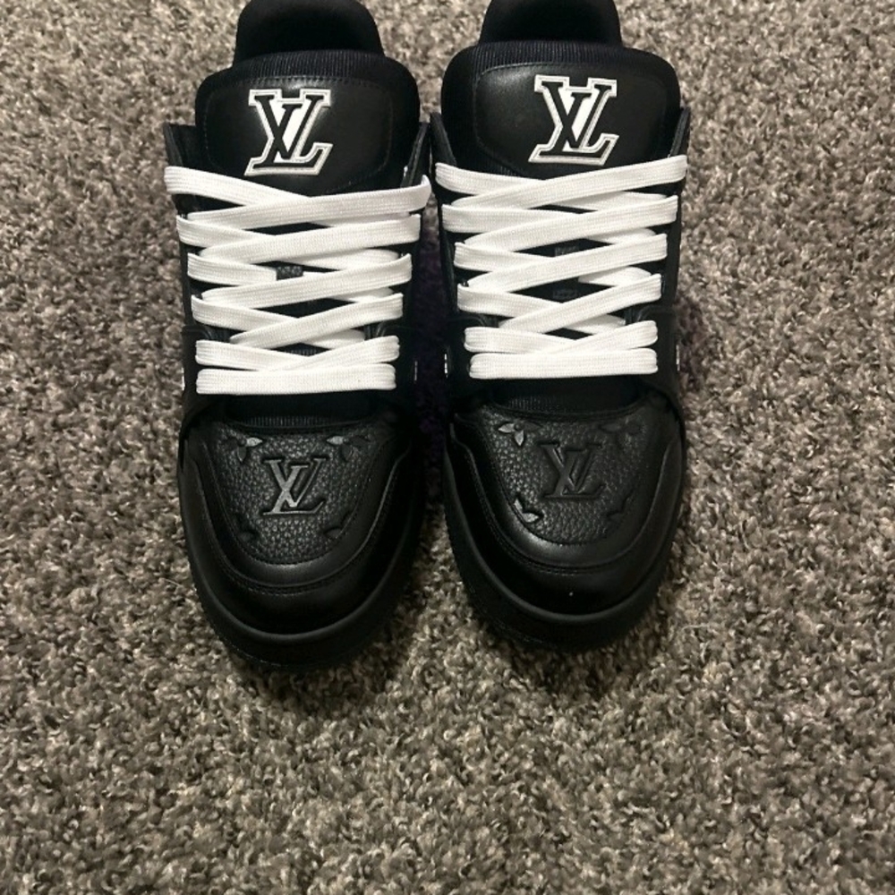 Louis Vuitton Black Sneakers with White Laces